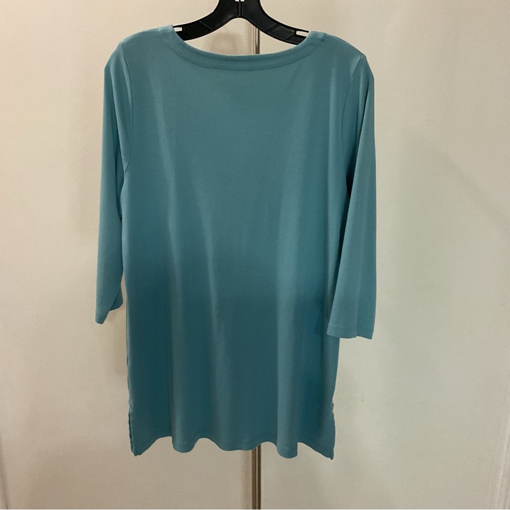 J. Jill Perfect Pima Cotton Blue 3/4 Sleeve Size L - Picture 5 of 7